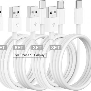 Car Carplay Cable for iPhone 17 16 15 Charger Cord,3/3/6/6FT USB A to USB C Cable for iPhone 17 Pro Max/16 Pro/15 Plus Charger,USB C Car Charger for Apple 17 Air/16 Pro Max/16e/15/iPad Pro