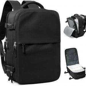 winspansy Large Travel Backpack with Storage Vacuum Compression Seal Bags and Pump for Women Men Clothing Personal Item Work Carry on Business Vacpack College Laptop Backpack Black