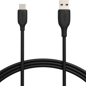 Amazon Basics USB-C to USB-A 2.0 Fast Charger Cable, 480Mbps Speed, USB-IF Certified, for Apple iPhone 16/15, iPad, Samsung Galaxy, Tablets, Laptops, 6 Foot, Black