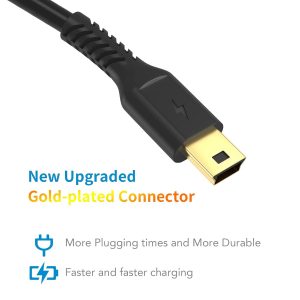 3ft Mini USB Cable, Standard USB 2.0 to Mini B Male Charger Cord Durable USB Mini to USB Charging Cable Compatible with PS3 Controller, MP3 Player, Camera, Dash Cam, Garmin GPS, Hero 3+(Black)