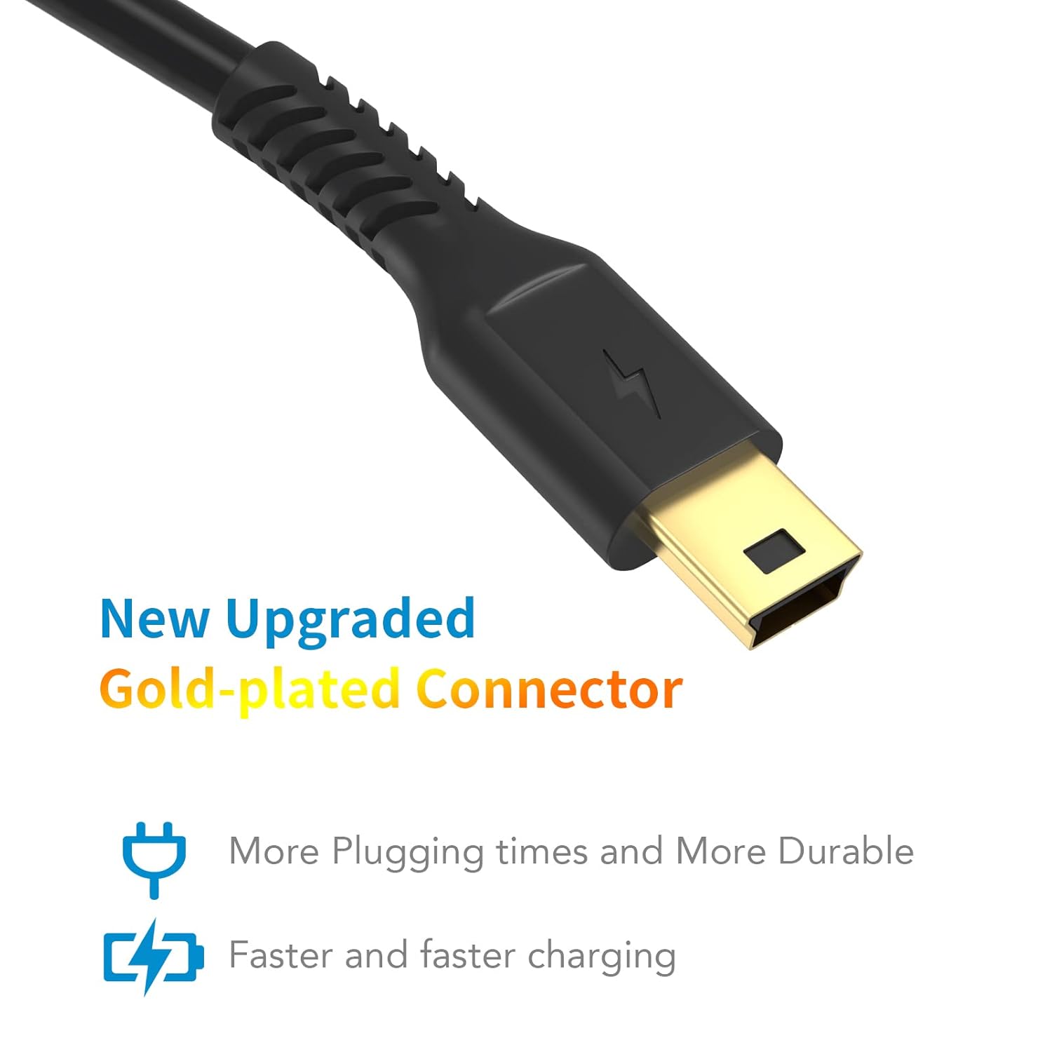 3ft Mini USB Cable, Standard USB 2.0 to Mini B Male Charger Cord Durable USB Mini to USB Charging Cable Compatible with PS3 Controller, MP3 Player, Camera, Dash Cam, Garmin GPS, Hero 3+(Black) - Image 2