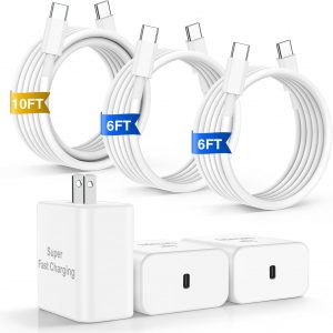 iPhone 17 16 Pro Max Charger Fast Charging, 45W Super Fast USB C Chargers for iPhone 16 (6FT+6FT+10FT) Type C Chargers Cord with Fast Charger Block for iPhone 17/16/15 Series/iPad/ GalaxyS25