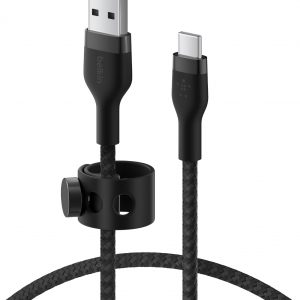 Belkin BoostCharge Pro Flex Braided USB-C to USB-A Cable (1M/3.3FT) USB-IF Certified Fast Charging Cable for iPhone 17, iPhone 17 Pro, iPad, Galaxy S25, Note, Pixel, Nintendo Switch 2 & More – Black