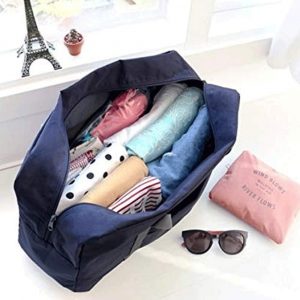 2 Pack Foldable Travel Bag Waterproof Travel Duffel Bag,Women Ladies Man Canvas Weekender Bag Overnight Carry-on Tote Duffel in Trolley Handle (Black&Rred)…