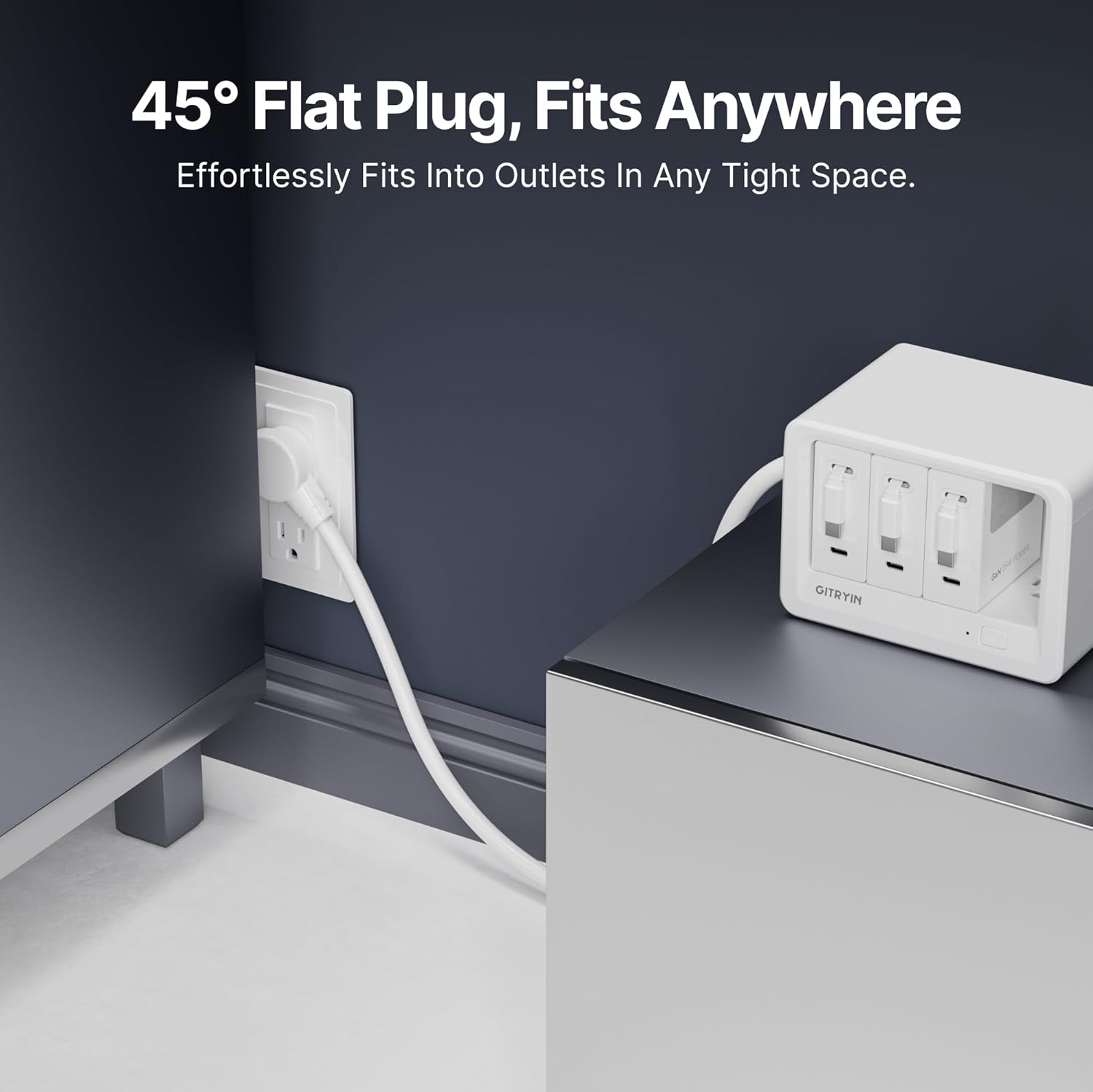 Gitryin 11-in-1 Desktop Charging Station with 3 Retractable Wall Chargers, 40W USB-C Power Strip with 5 AC, 3 USB C, 3 Type-C 33.5in Cables, Extension Cord with 1020J Surge Protection for Home Office - Image 8