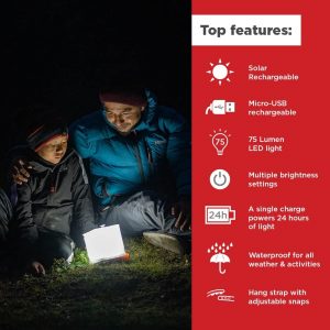 LuminAID Solar Camping Lantern – Inflatable LED Lamp Perfect for Camping, Hiking, Travel and More – Emergency Light for Power Outages, Hurricane, Survival Kits – As Seen on Shark Tank