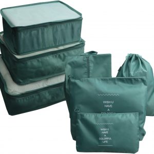 7 Pack Compression Packing Cubes for Suitcases, Travel Luggage Packing Organizers Bags, Carry On Luggage Organizer Set, Organizer Storage Bags, Travel Cubes for Clothes (Blackish Green)