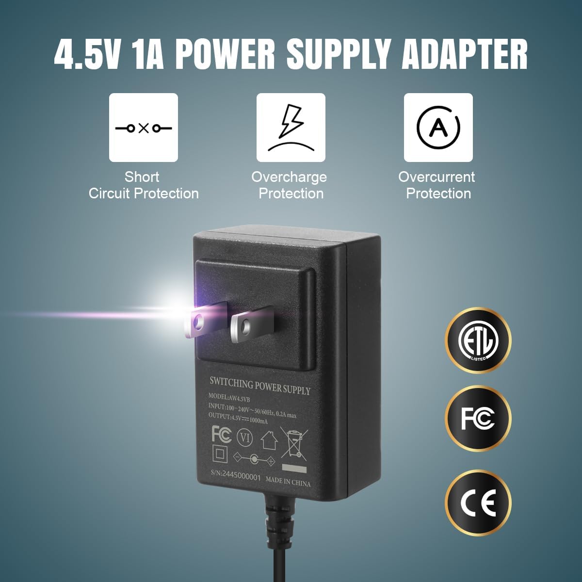 Lenink AC Power Supply Adapter for 3 AA Battery, AA Battery Replacement Adapter for LED Light, Decorations (Black) - Image 2