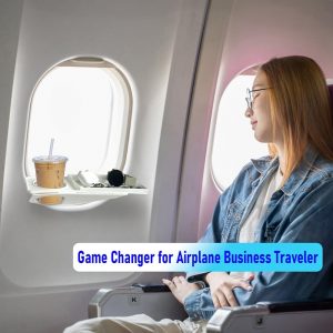 Airplane Window Organizer, Plane Window Drink Gadget Cup Holder, Long Flight Essentials Accessories, Airline Seat Organization Station for Phone and Gadgets [U.S Patent Pending] (White)