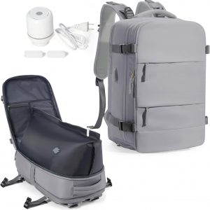 coowoz Vacuum Backpack Travel with Pump Travel Backpack with Vacuum System for Women Men mochila de viaje compresion al vacio Carry On Flight Approved Airplanes Personal item Travel Bag