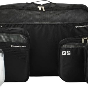 Traveler’s Choice Cloverland Packing Cubes 5 Piece Set, Black