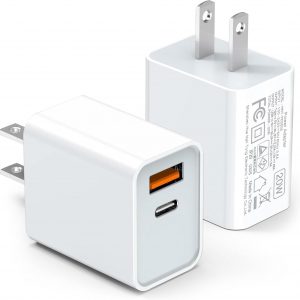 LCGENS USB C Wall Charger Block 20W, 2-Pack Dual Port PD Power Delivery Fast Type C Charging Block Plug Compatible with iPhone 11/12/13/14/15/16/17 Pro Max, XS/XR/X, Ipad Pro, Samsung Galaxy