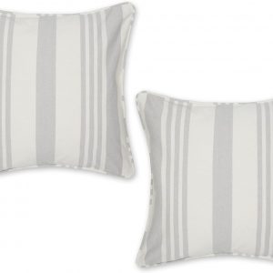 DII Throw Pillow Cover Collection, Recycled Cotton, Hidden Zipper, 18×18, Bold Chambray Stripe, Gray, 2 Piece