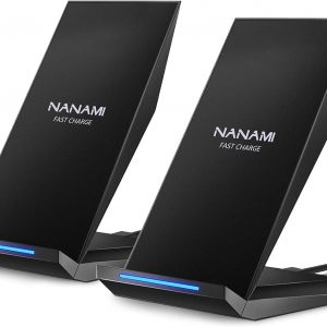 Fast Wireless Charger, [2 Pack] NANAMI Qi Certified Wireless Charging Stand Compatible iPhone 17/17 Air/17 Pro/17 Pro Max/16/15/14/13/12, Phone Charger for Galaxy S25/S24/S23/S22 and Qi-Enabled Phone