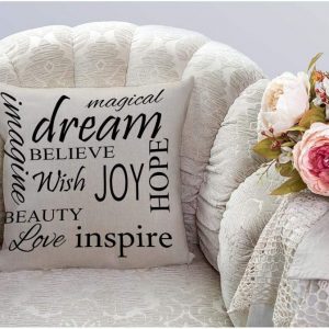 HGOD DESIGNS Inspirational Pillowcase, Dream Hope Wish Love Quote Throw Pillow Case Cushion Cove Hidden Zipper 18X18 Inches