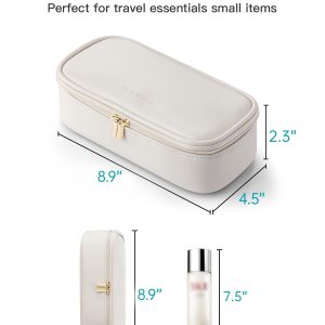 Vlando Travel Makeup Bag,Small Makeup Pouch Cosmetic Bag for Women Makeup Organizer Bag Gifts for Women Girlfriend Teacher Mom Brithday Gifts-White