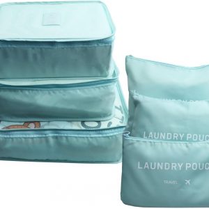 Gbateri 6 Pack Packing Cubes Compression – Travel Cubes for Carry on Suitcases – Travel Storage Bags, Luggage Organizer with Laundry Pouch, Travel Packing Organizers Bag for Clothes Storage Bag – Blue