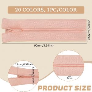 FINGERINSPIRE 20 PCS Super Tiny Zippers – 3.5 inch Long Micro Mini Colorful Nylon Zippers for Doll Clothes, Wallets & Projects