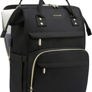 LOVEVOOK Laptop Backpack for Women, Travel with Compartment, Water Resistant Teacher Nurse Backpack, Anti-theft Back Pack Charger Work Doctor, 15.6-Inch, Black
