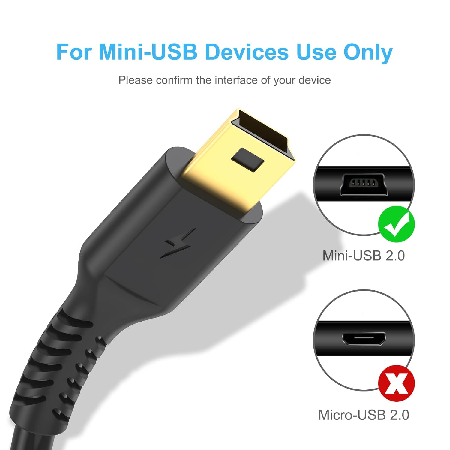 3ft Mini USB Cable, Standard USB 2.0 to Mini B Male Charger Cord Durable USB Mini to USB Charging Cable Compatible with PS3 Controller, MP3 Player, Camera, Dash Cam, Garmin GPS, Hero 3+(Black) - Image 3