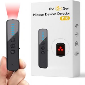 Upgraded Hidden Camera Detector – AI-Powered Anti-Spy Device, GPS Tracker & Bug Detector, Portable RF Signal Scanner for Hotels, Travel, Home & Office (Black)