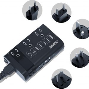 DOACE 350W Voltage Converter US to Europe – 220V to 110V Converter for European Travel with QC+PD Chargers for Using Most U.S. Devices Abroad – Hair Straightener Shaver Toothbrush Camera Phone