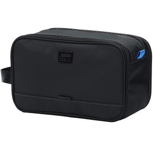 ZEEMO Travel Toiletry Bag for Men, Medium Water-Resistant Double-Sided Full-Open Dopp Kit, Versatile Organizer for Shower and Hygiene Accessories, Bathroom Essentials, Cosmetics, Black