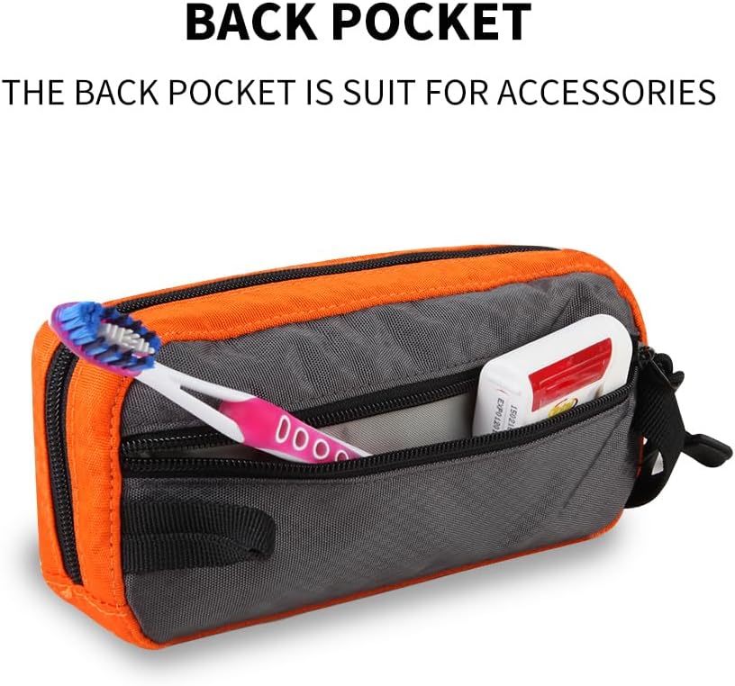 GOX Travel Toiletry Bag Dopp Kit Case for Men Multifunction Packing Organizer Pouch(Orange/Grey) - Image 4