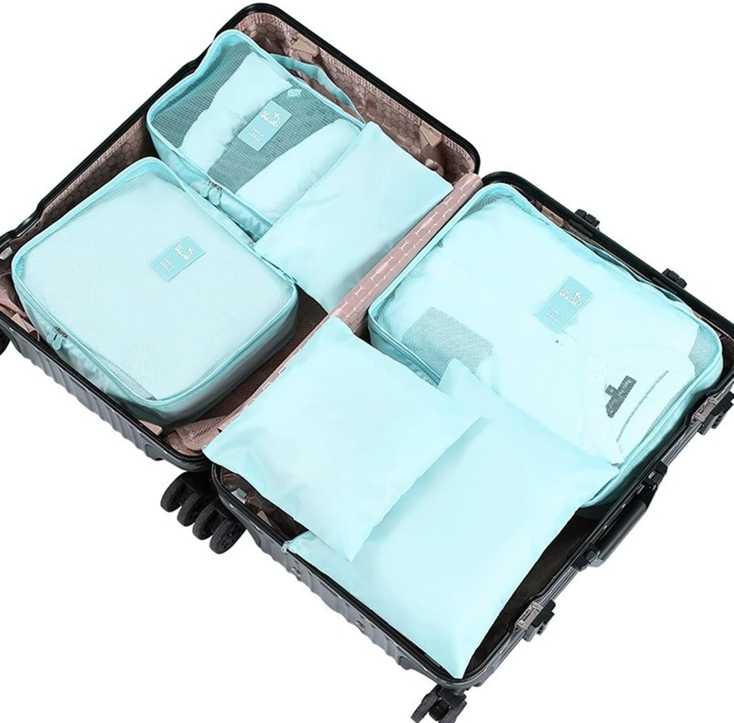 Gbateri 6 Pack Packing Cubes Compression - Travel Cubes for Carry on Suitcases - Travel Storage Bags, Luggage Organizer with Laundry Pouch, Travel Packing Organizers Bag for Clothes Storage Bag - Blue - Image 2
