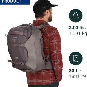 Osprey Sojourn Porter 30L Travel Backpack – Carry-On Compliant Luggage with StraightJacket Compression and Padded Laptop Sleeve – Durable Pack for International or Urban Travel, Koseret Green