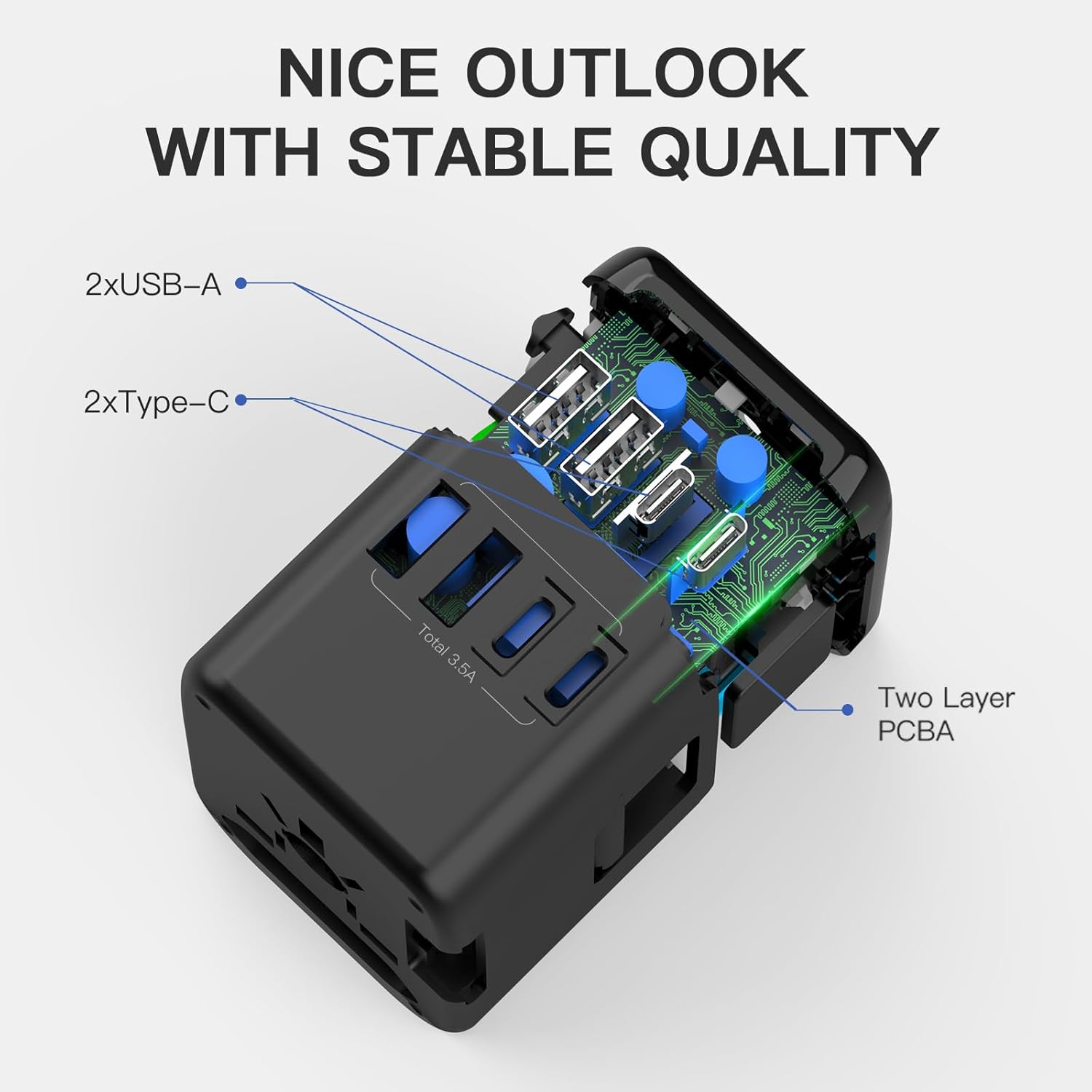 Universal Travel Adapter, European Travel Plug Adapter & International Power Adapter with Voltage Converter US to Europe – Universal Power Adapter Worldwide Travel Essentials - 4 USB Ports - Image 5