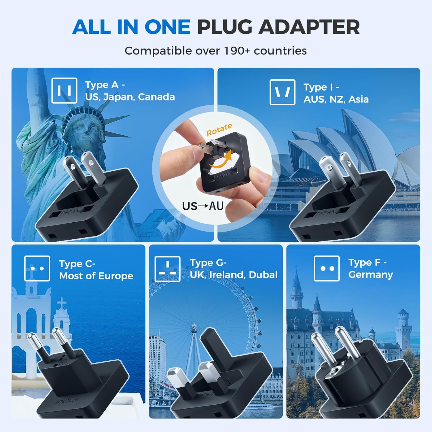 DOACE 350W Voltage Converter US to Europe - 220V to 110V Converter for European Travel, Power Converter Adapter Combo with PD Chargers for Hair Straightener Shaver Toothbrush CPAP Laptop Camera Phone - Image 4