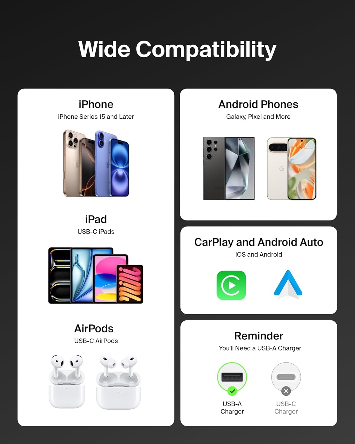 Belkin BoostCharge Pro Flex Braided USB-C to USB-A Cable (6.6ft/2M), USB-C USB-IF Certified Fast Charging Cable for iPhone 17, iPad Pro, Galaxy S25, Pixel, Nintendo Switch 2 & More - Black (2-Pack) - Image 7