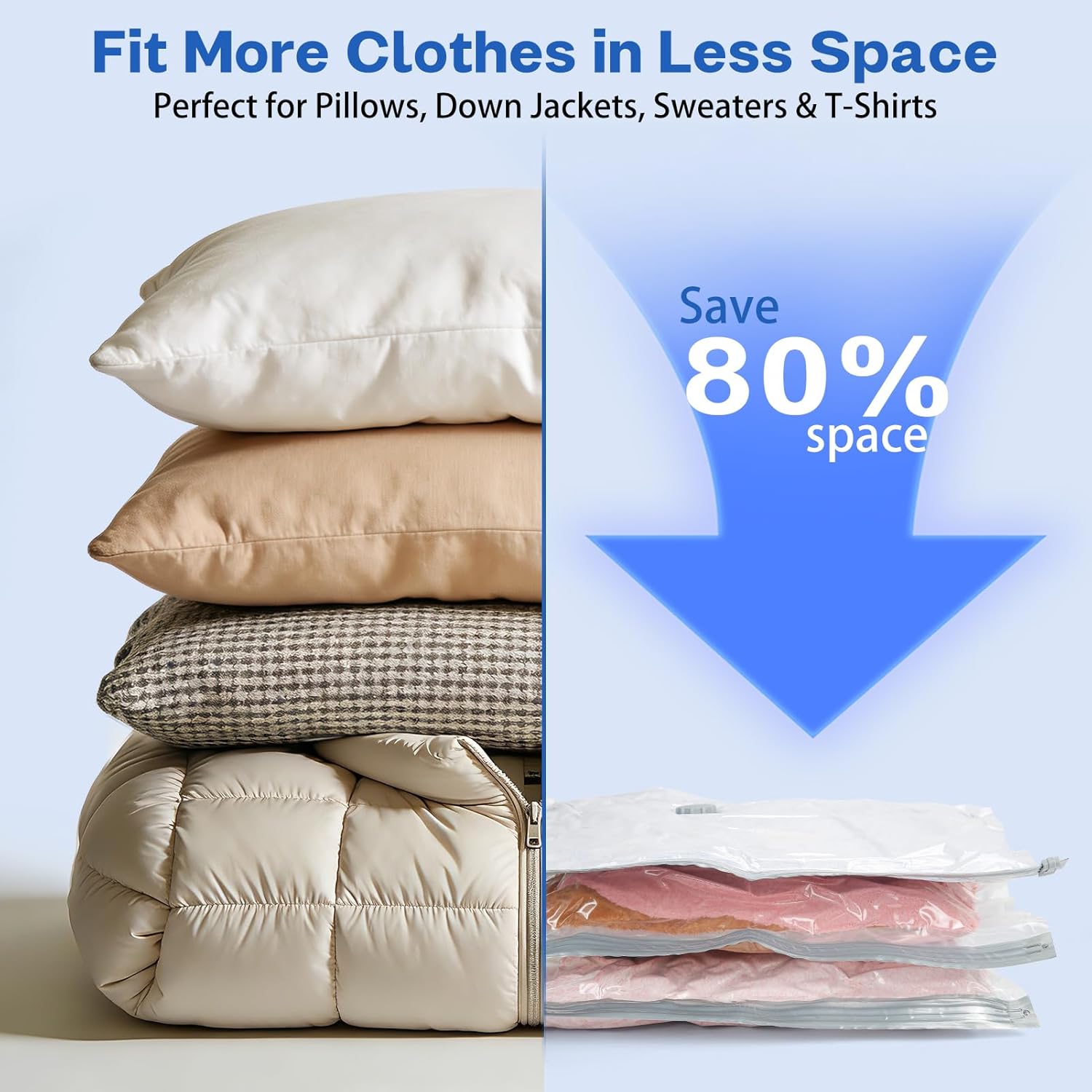 Vacuum Seal Bags For Clothing Travel With Wireless Electric Pump,9 Pack Space Saver Vacuum Storage Bags In 3 Combo Sizes,Compression Travel Packing For Luggage,Ideal For Air Planes, Apartments - Image 4