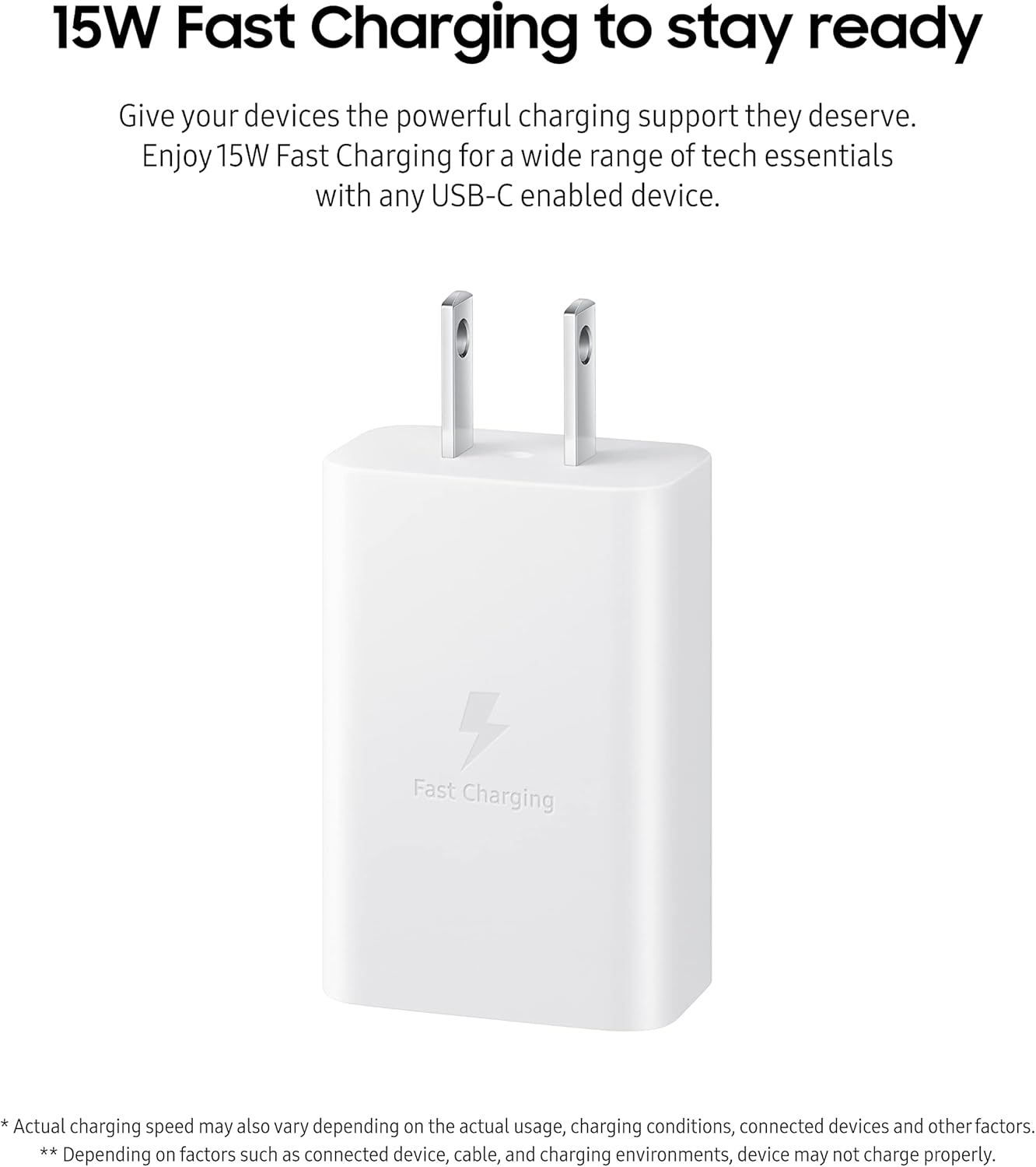 SAMSUNG 15W Wall Charger Type C (USB-C Cable Included), White - Image 5