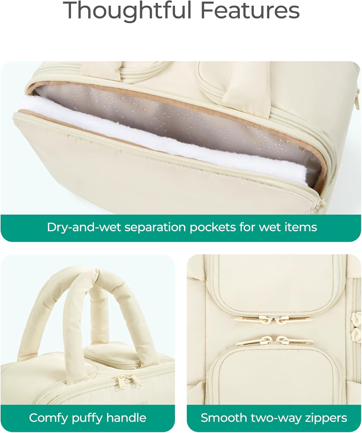 BAGSMART Travel Toiletry Bag, Puffy Large Toiletry Bag for Women, Lightweight Cosmetic Makeup Bag Organizer with Handle for Traveling, Accessories, Essentials, Toiletries (Green) - Image 7