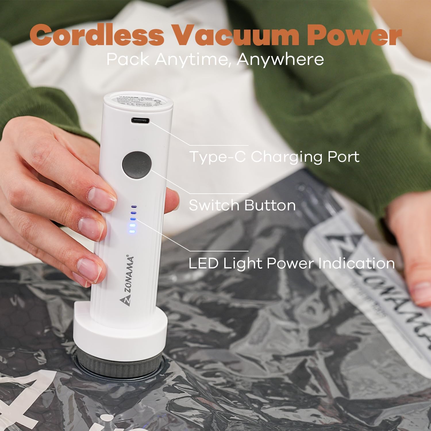 Vacuum Storage Bags for Travel with Wireless Rechargeable Air Pump, 16 Pack Travel Essentials Space Saver Compression Bag for Luggage, Suitcase, Backpack, Vacuum Seal Bags for Home Storage Clothing - Image 4