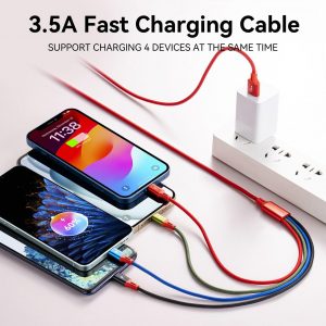 Multi Charging Cable 3.5A, [2Pack 6Ft] 4 in 1 Multiple Charging Cord Braided Multi USB Cable Adapter with Lightning/Type C/Micro Ports for Cell Phones/iPhone Series/Samsung Galaxy/PS/Tablets & More