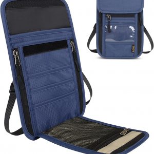 Travel Neck Wallet RFID Blocking – Hidden Passport Holder & Anti-Theft Money Pouch for Men & Women, Lightweight Concealed Undergarment Organizer with Adjustable Strap, Secure Document Holder