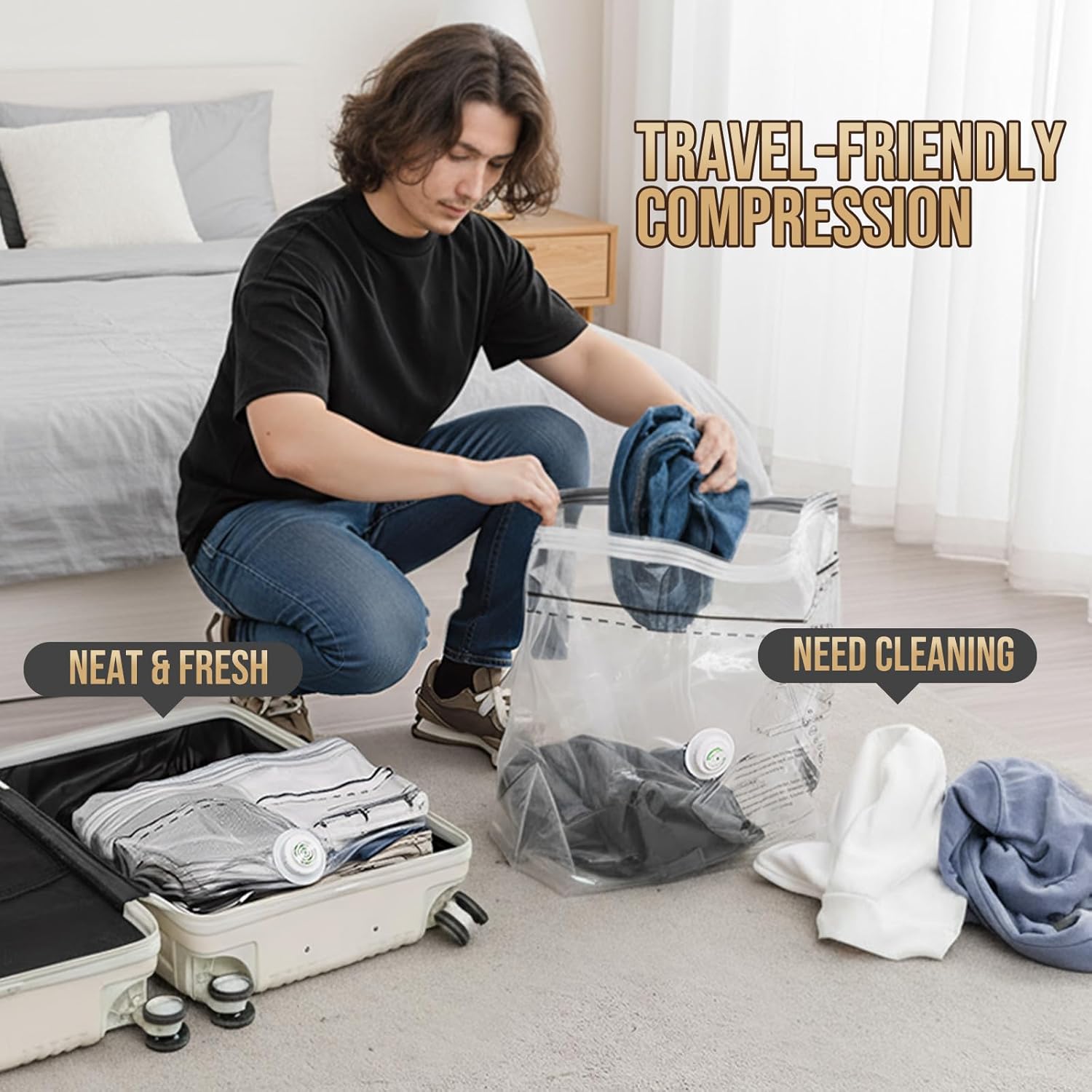 TAILI 8 Pack Cube Vacuum Storage Bags, Medium Size (25x19x11 inch), Vacuum Seal Bags for Clothing, Travel Compression Packing for Clothes, Blankets, Baby Clothes, Travel Accessories - Image 7