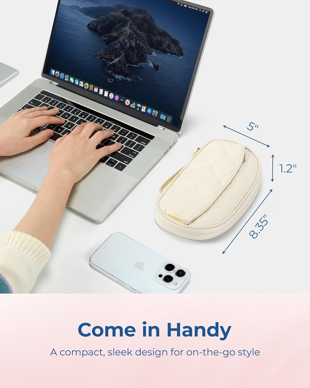 BAGSMART Cord Organizer Travel Cable Bag, Compact Tech Electronic Organizer Travel Case, Essentials for Charger, Cable, Phone, Flash drive - Beige - Image 7