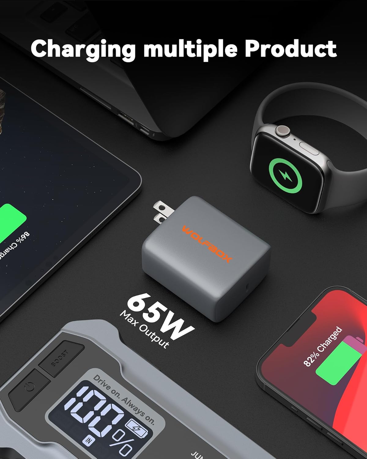 Wolfbox 65W Type-C PD Charge Compatible with Wolfbox Brand Jump Starter, Fast Charging, Universal Compatibility - Image 4