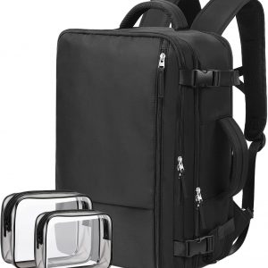 Hanples Travel Backpack for Women Men, Large Carry On Person Item Luggage Backpack, TSA Flight Approved 17.3 In Laptop Bag, Waterproof anti theft Casual Hiking Bag (Black)