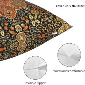 Poacnip Antique Persian Mohtashem Kashan Rug Print Pillow Covers Decorative Square Throw Pillowcase 18×18 Inch Couch Cushion Cover for Home Decor Living Room Bedroom College Dorm Bed Car Sofa