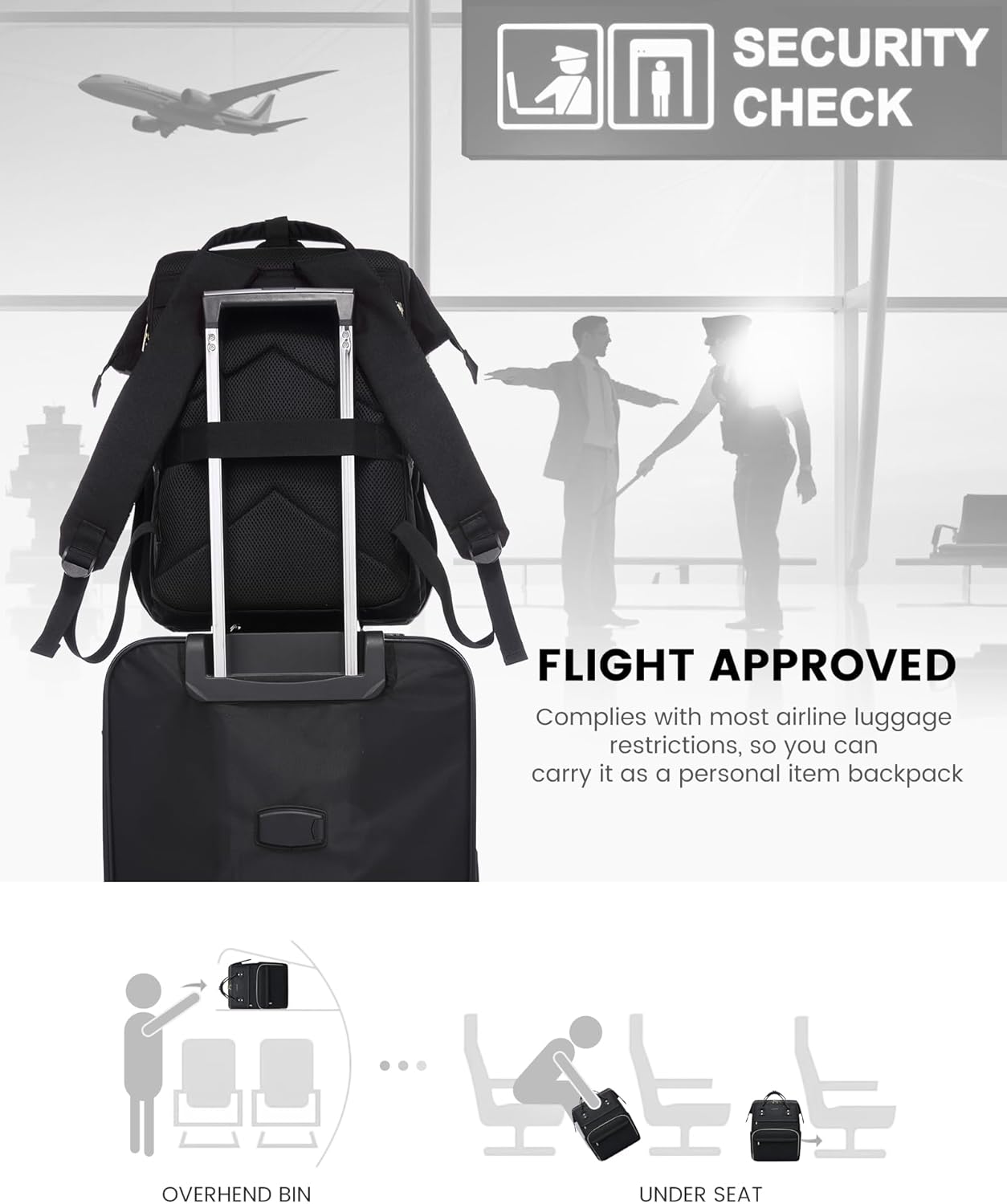 LOVEVOOK Laptop Backpack for Women, Travel with Compartment, Water Resistant Teacher Nurse Backpack, Anti-theft Back Pack Charger Work Doctor, 15.6-Inch, Black - Image 5
