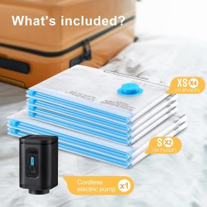 Travel Vacuum Bags Combo 6 Pack – Space Saver Vacuum Storage Bags for Clothing and Luggage