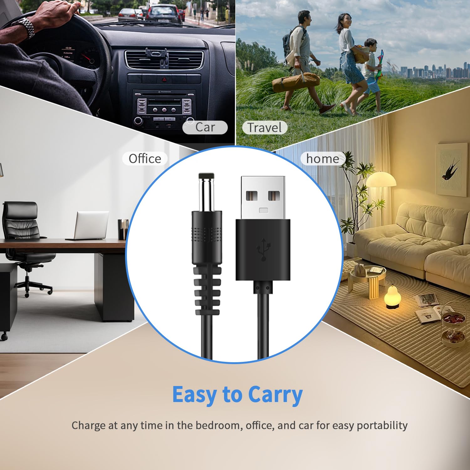 Universal Charger Power Core, 5V USB to DC 5.5x2.1mm, Charging Cable with 11 Connectors (Micro-USB, Type-C, Mini USB, 2.5x0.7, 3.0x1.1, 3.5x1.35, 4.0x1.7, 4.8x1.7, 5.5x2.5,2.5mm), 3.3FT - Image 7