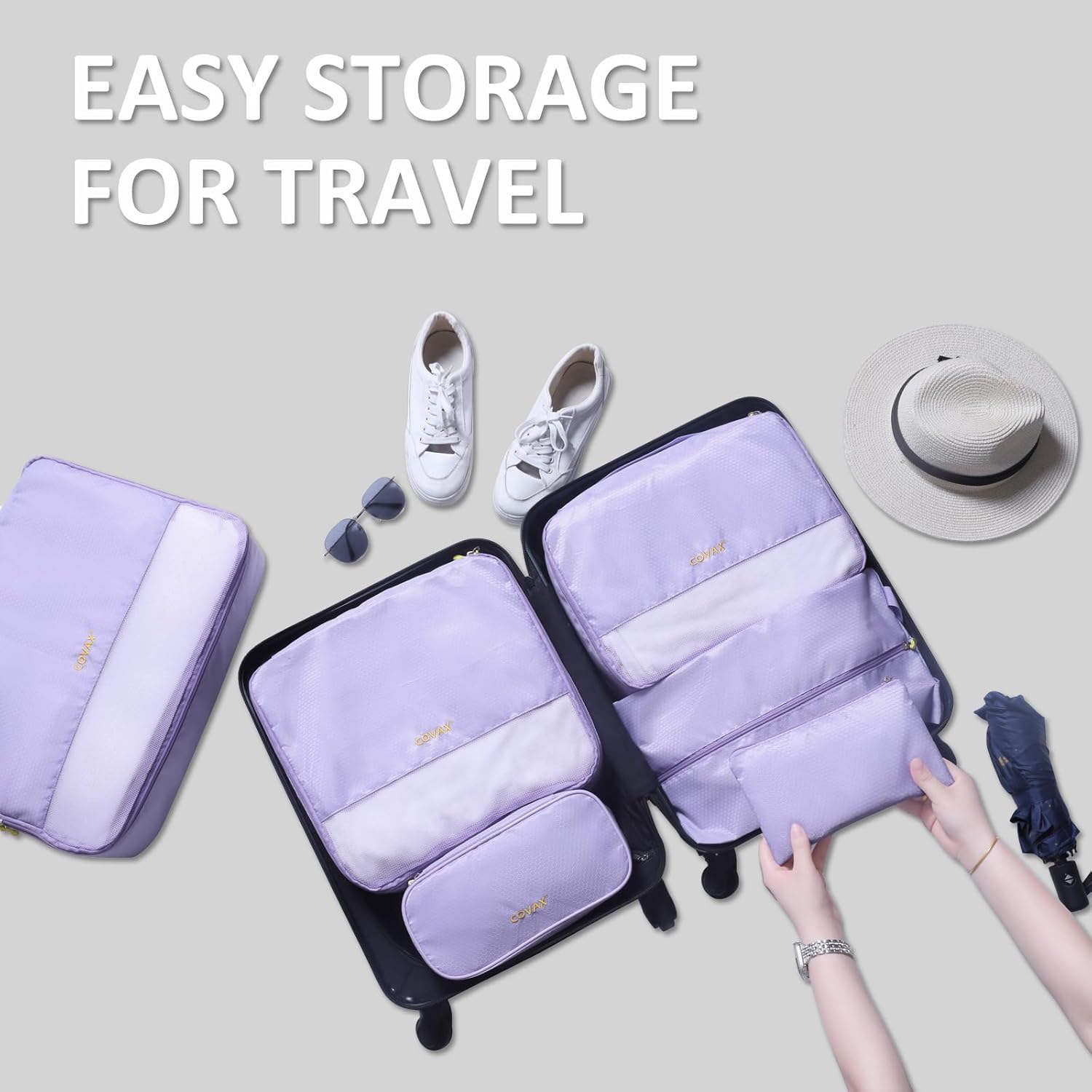 COVAX Packing Cubes for Suitcases, 5 Set Travel Luggage Organizer Bags and Storage Packing Cubes for Women Men, Purple - Image 8