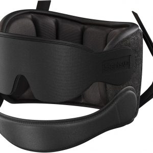 Airplane Pillow Combo with Chin Strap, Travel Pillows for Airplanes with Sleep Eye Mask, Plane Pillow for Long Flights, Car Road Trip, 360° Headrest, Stop Bobblehead, Black