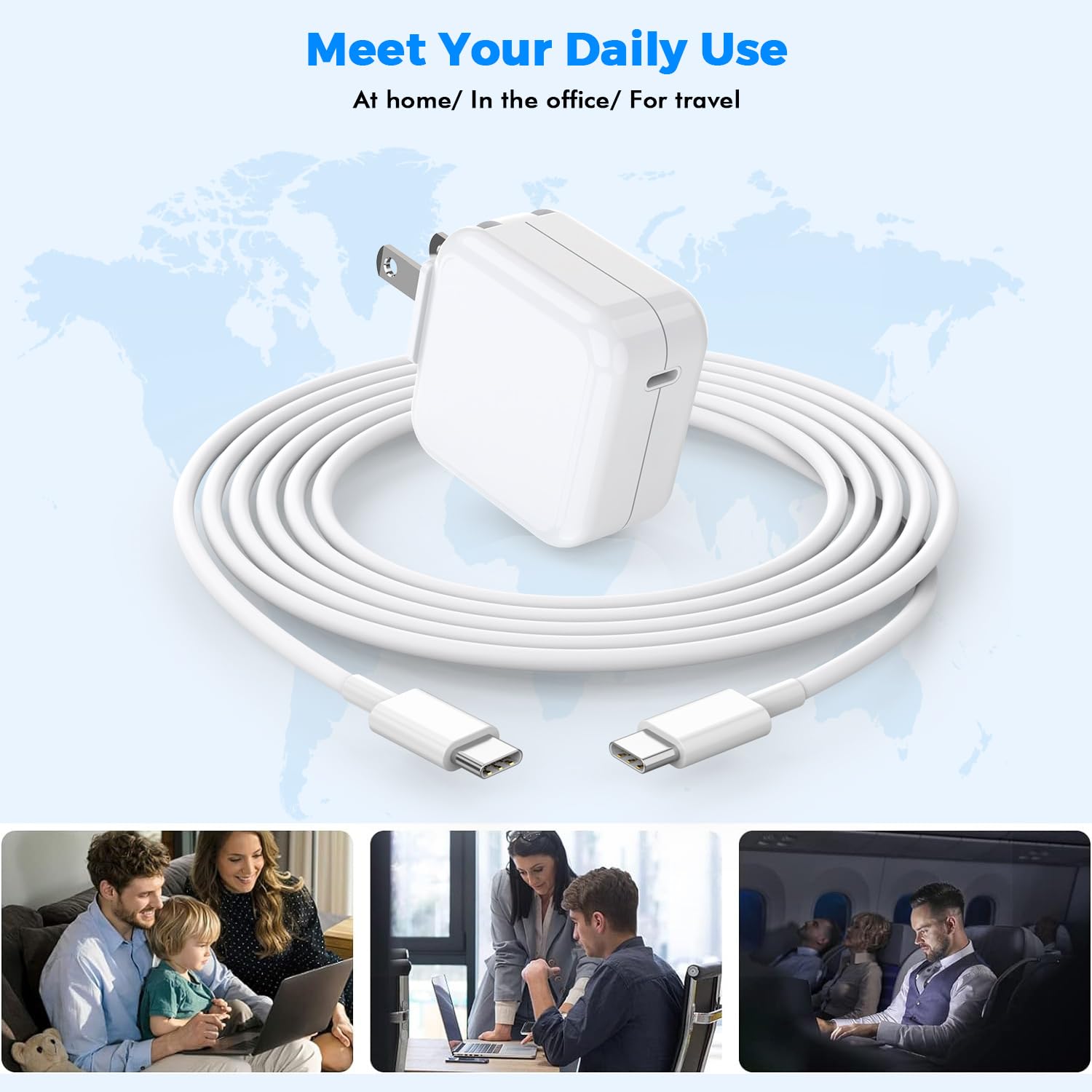 USB C Charger for MacBook Air MacBook Pro 13 14 15 16 inch,M1 M2 M3 Apple Laptop Charge,2Pack 30W USBC Power Adapter,Compatible with iPhone 17/16/15 Pro Max,10FT Extra Long Cable Mac Book Pro,iPad Pro - Image 6
